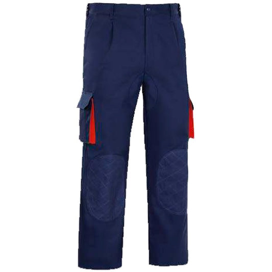 PANTALÓN DE TRABAJO MULTIBOLSILLOS CON REFUERZOS CARGO VESIN AZUL-ROJO