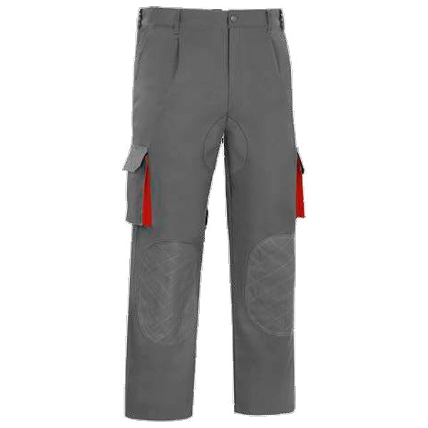 PANTALÓN DE TRABAJO MULTIBOLSILLOS CON REFUERZOS CARGO VESIN GRIS-ROJO